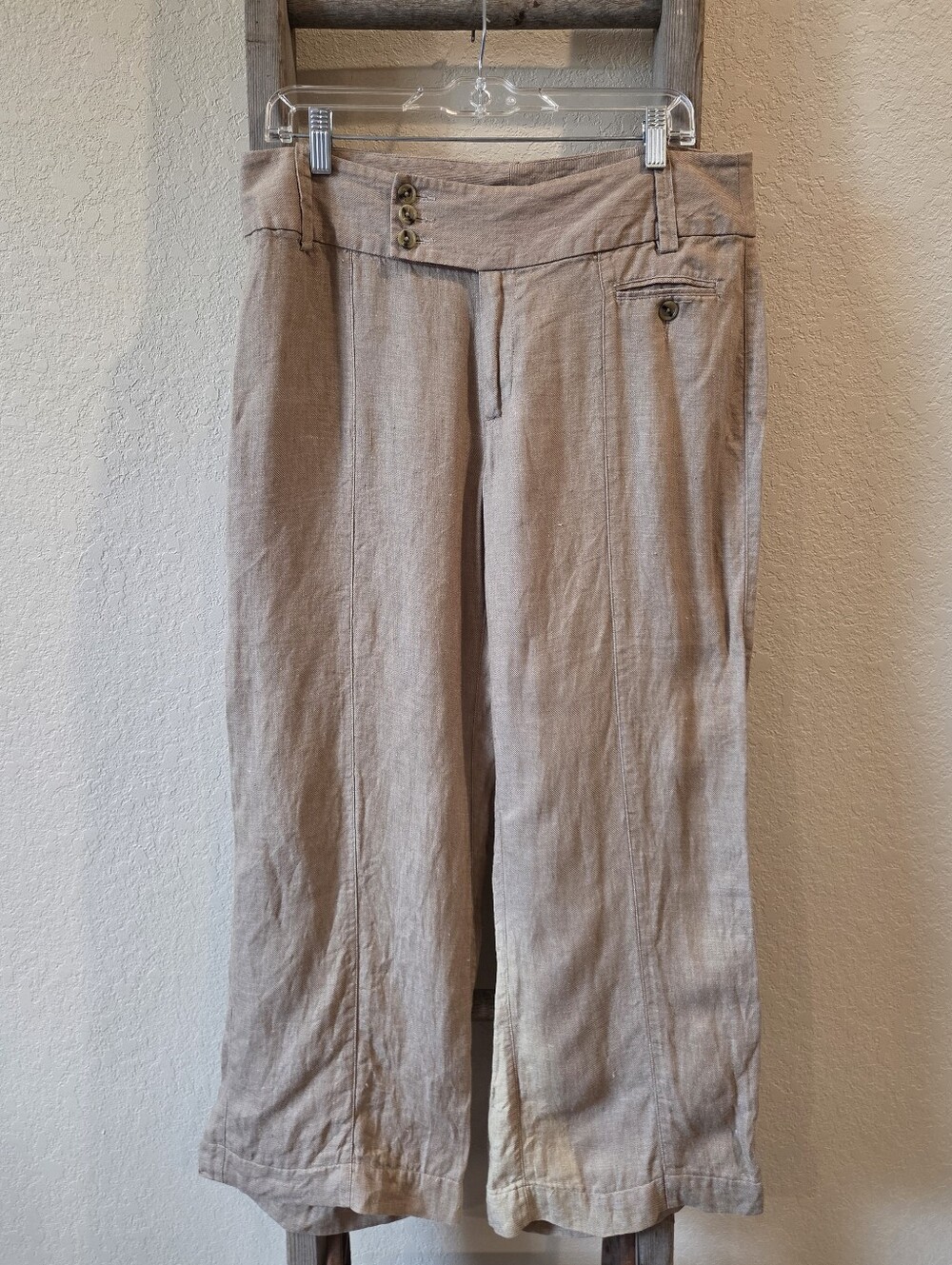 Banana Republic Wide Leg Linen Pants in Light Taupe - Size 12